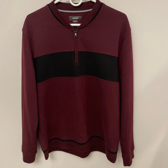 Good condition Alfani Neck Zipper Sweater Maroon/Black - Picture 5 of 8